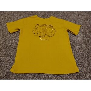 Kenzo Paris Yellow Tiger Graphic T-Shirt Gold Foil Logo Short Sleeve Tee